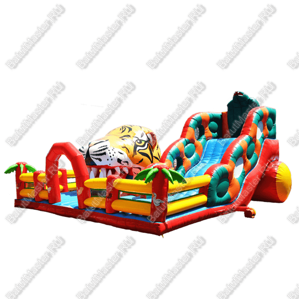 Большая надувная горка "Кобра эконом с роботом", 12*11*7 м