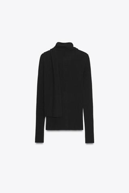 ZARA КАРДИГАН В РУБЧИК С ШАРФОМ, ЧЕРНЫЙ