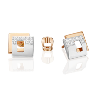 Серьги-пусеты из комбинированного золота c фианитами 02-5125-00-401-1111