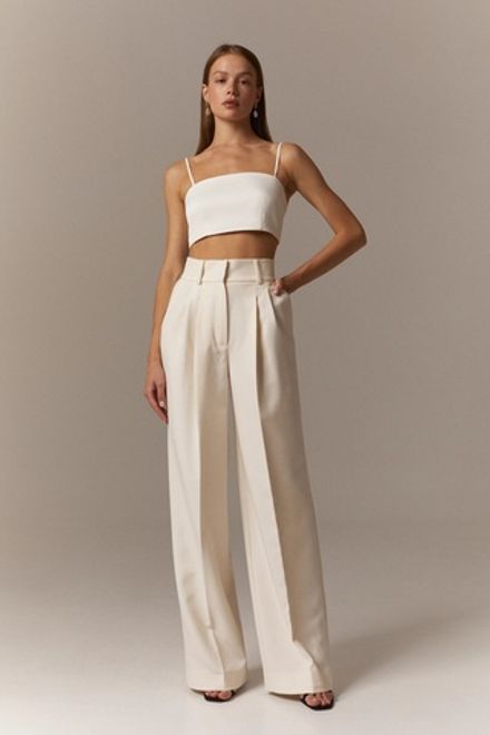 Брюки-палаццо молочно-белые