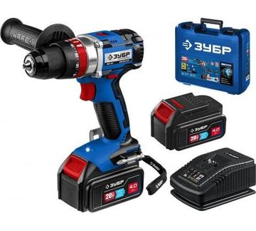 Дрель-шуруповерт ударная бесщет ЗУБР T7 20 Вт 2 Ач кейс 2 акк  DBS-201-42   Проф