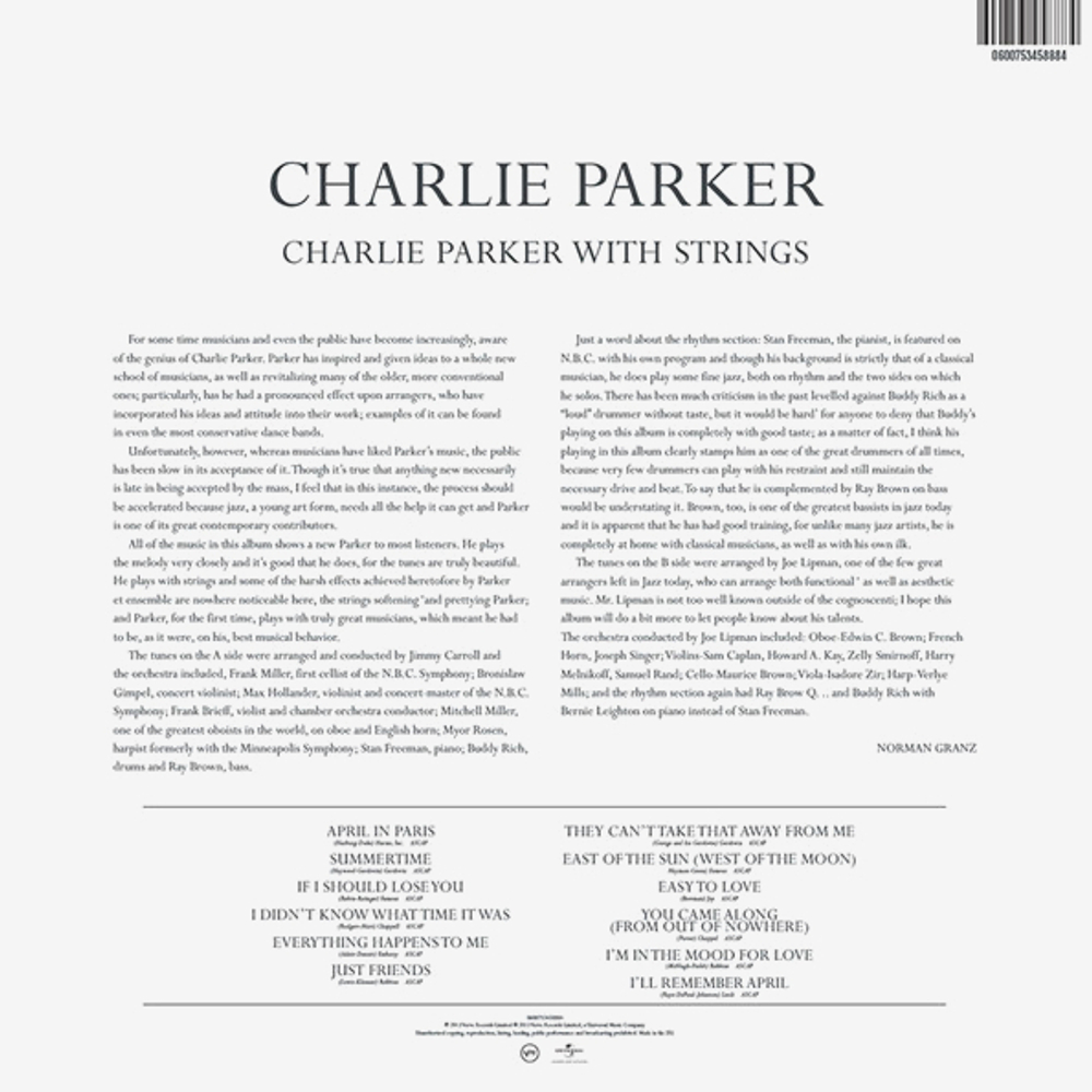 Charlie Parker / Charlie Parker With Strings (LP)