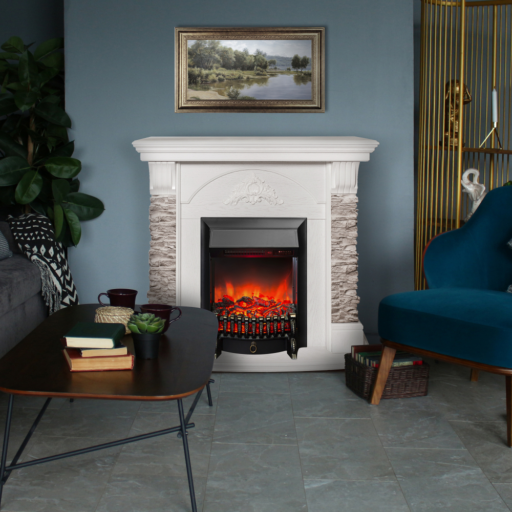 Каминокомплект Real Flame Athena GR WT с очагом Fobos Lux Black RC