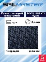 Канат плетеный швартовый 12-и прядный Sail Master Dock Line К12, 26,0 мм, темно-синий Navy Blue, 6800 кг, 25 м, бухта