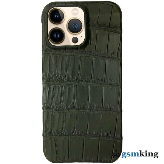 Leather Case for iPhone 13 Pro Croco Green (Зелёный крокодил)
