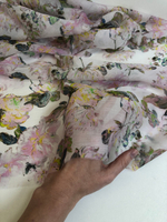 Плательная вискоза принт цветы розов/желт на молочном D1С2