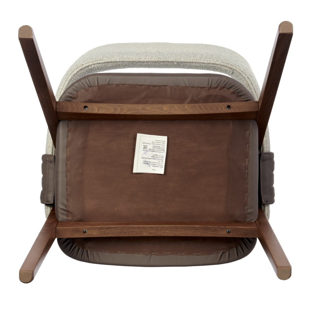 Стул KELLI бежевый букле, экокожа коричневая, орех