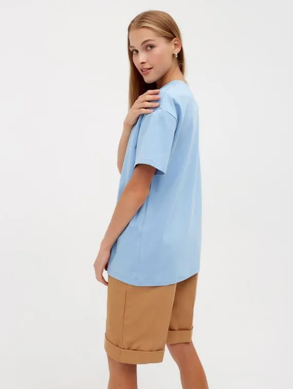 Футболка женская MINAKU: Оversize, цвет голубой, р-р 42