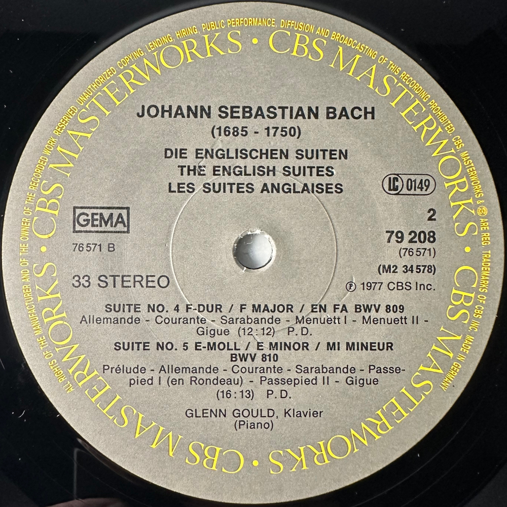 Бах - Английские сюиты 2LP (Голландия 1977г.)
