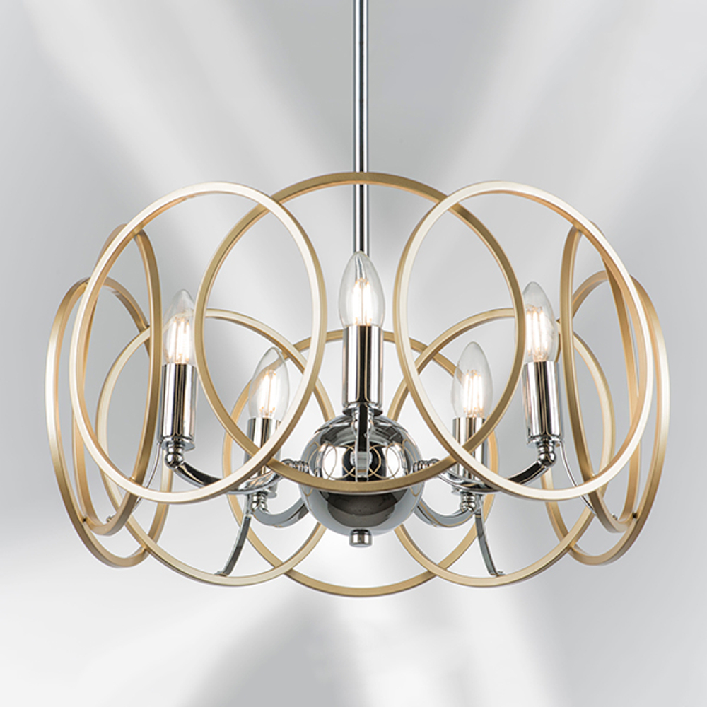 713053 Люстра REGOLO 5х40W E14 ХРОМ/ЗОЛОТО