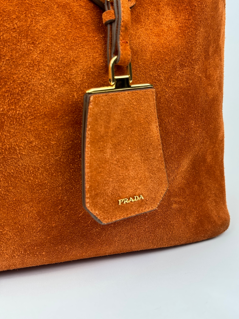 Сумка Prada Orange Suede Medium Double Handle Tote
