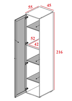 Пенал с полками левый РШ-21 Ричард, Ясень анкор светлый