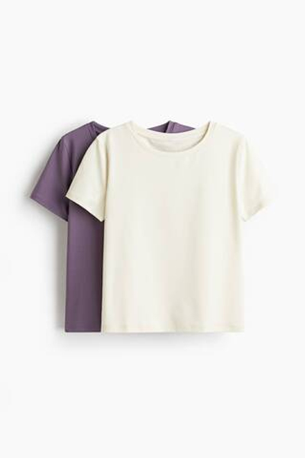 H&M Два спортивных топа DryMove, фиолетовый/кремовый