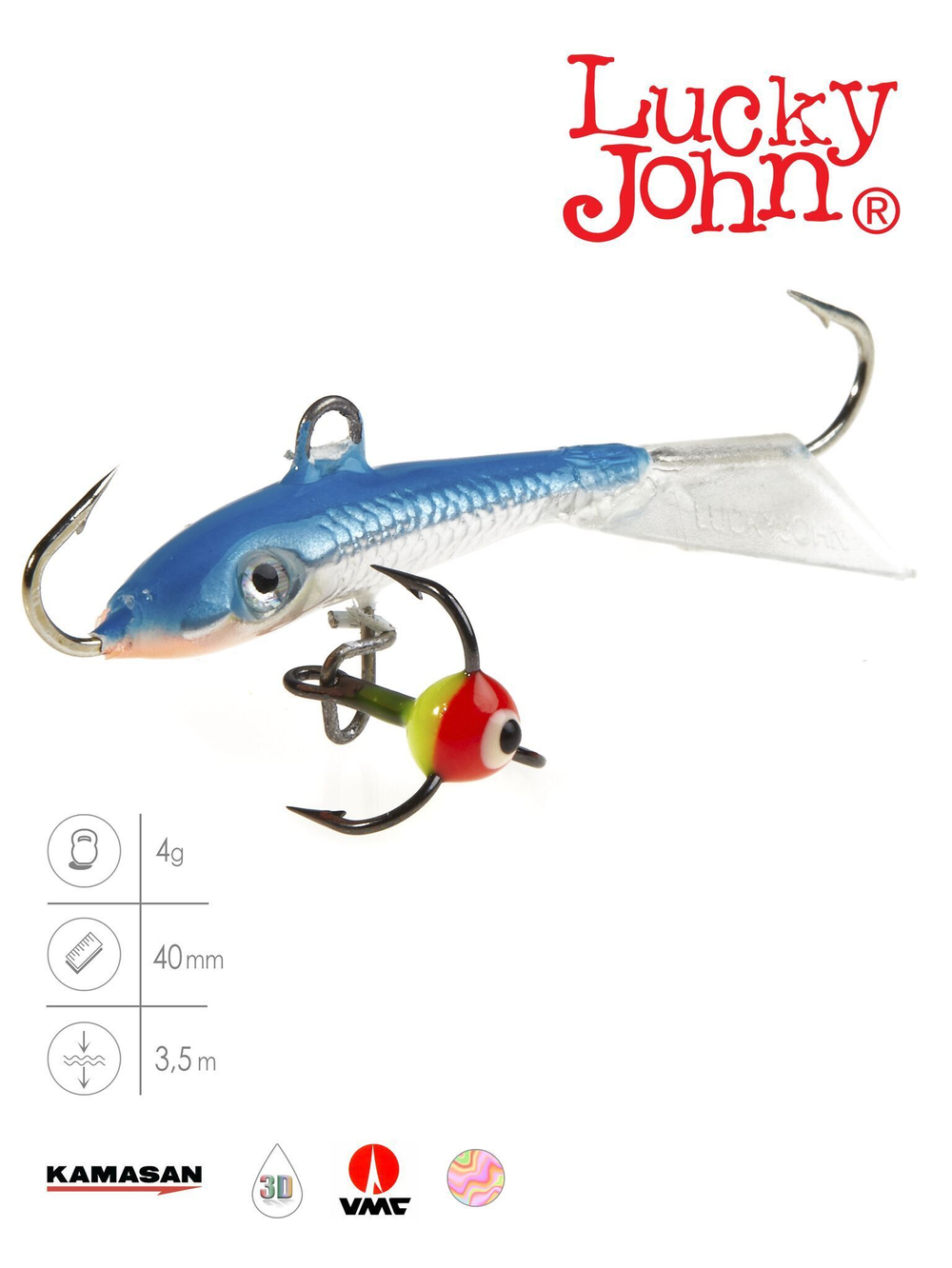 Балансир Lucky John FIN 3 с тройником 40мм/20 блистер