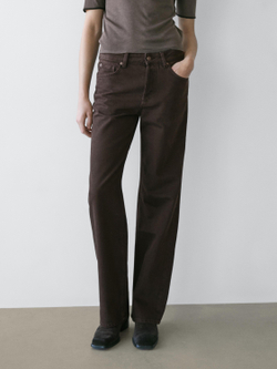 Massimo Dutti Джинсы с широкими штанинами, шоколадный