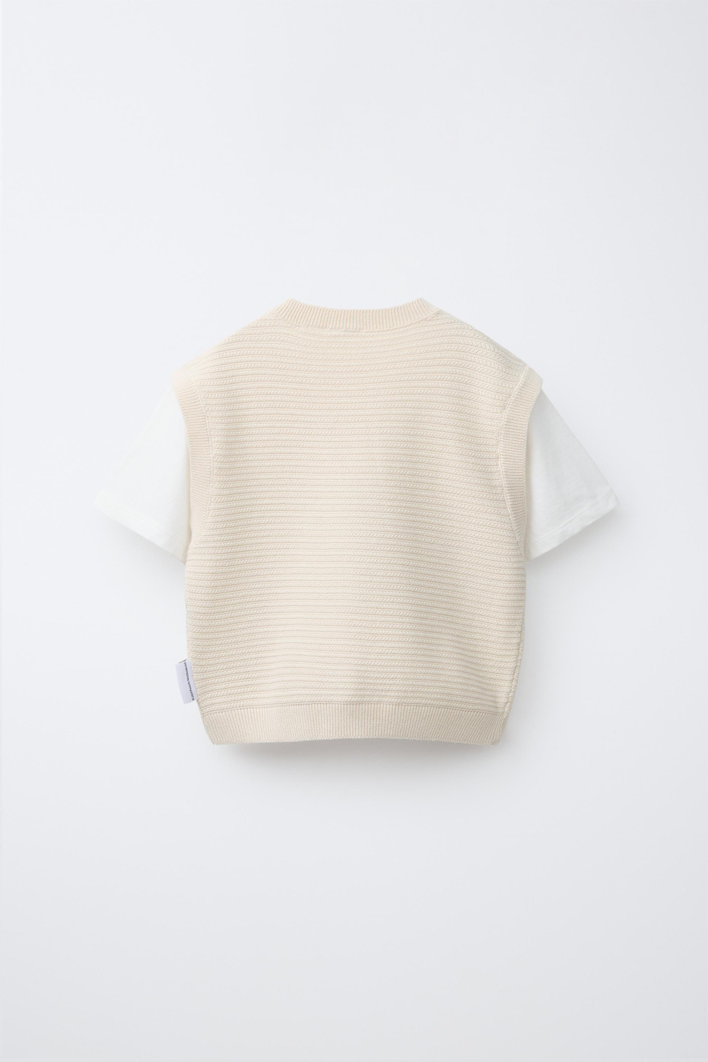 ZARA ВЯЗАНЫЙ ЖИЛЕТ С ВЫШИВКОЙ SNOOPY PEANUTS™, ЭКРЮ