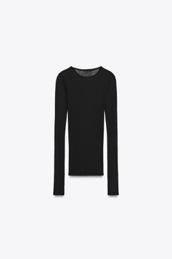 ZARA ХЛОПКОВАЯ ФУТБОЛКА SUPIMA®, ЧЕРНЫЙ