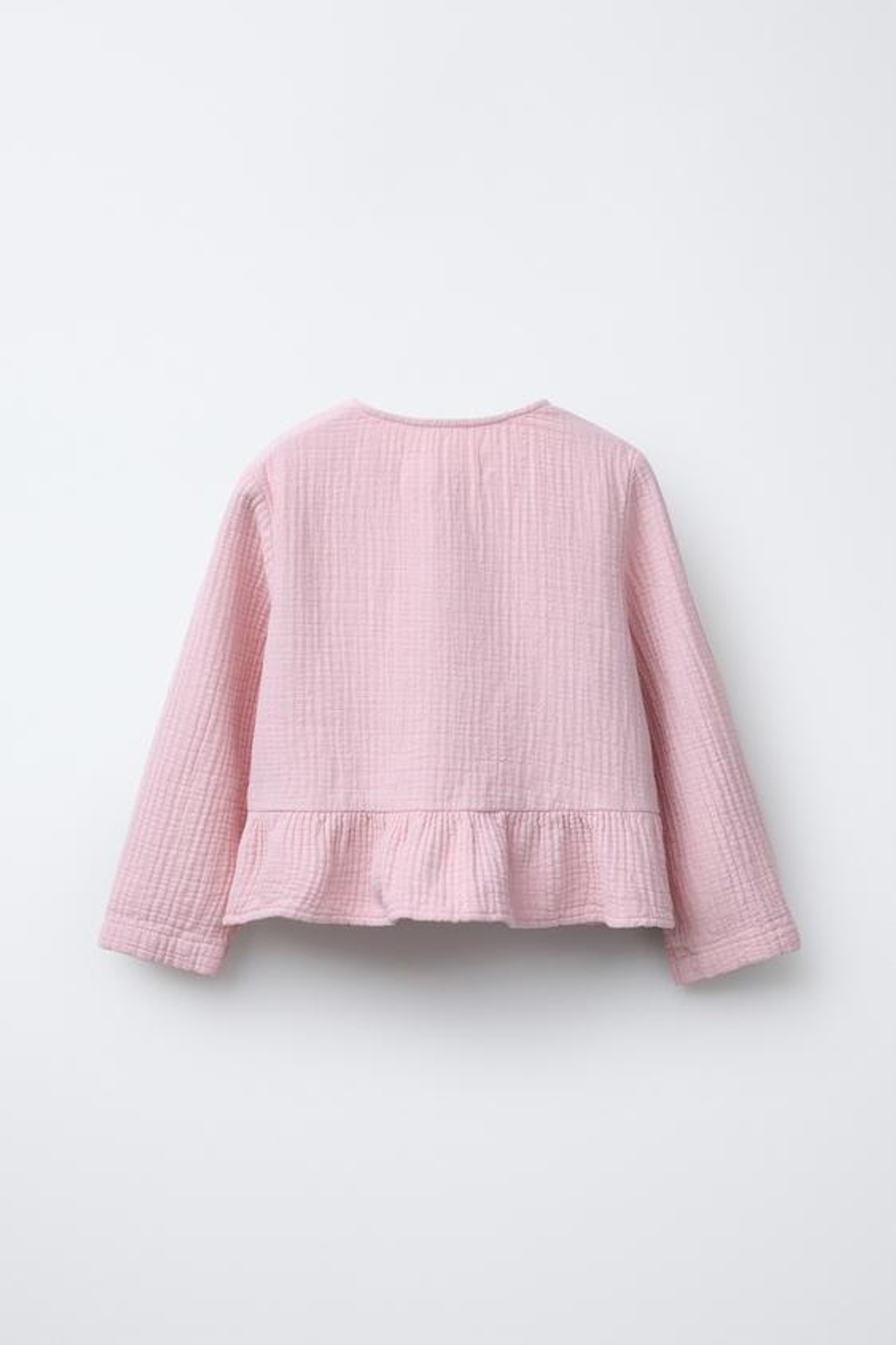 ZARA РУБАШКА ИЗ РЕЛЬЕФНОЙ ТКАНИ С БАНТАМИ, РОЗОВЫЙ