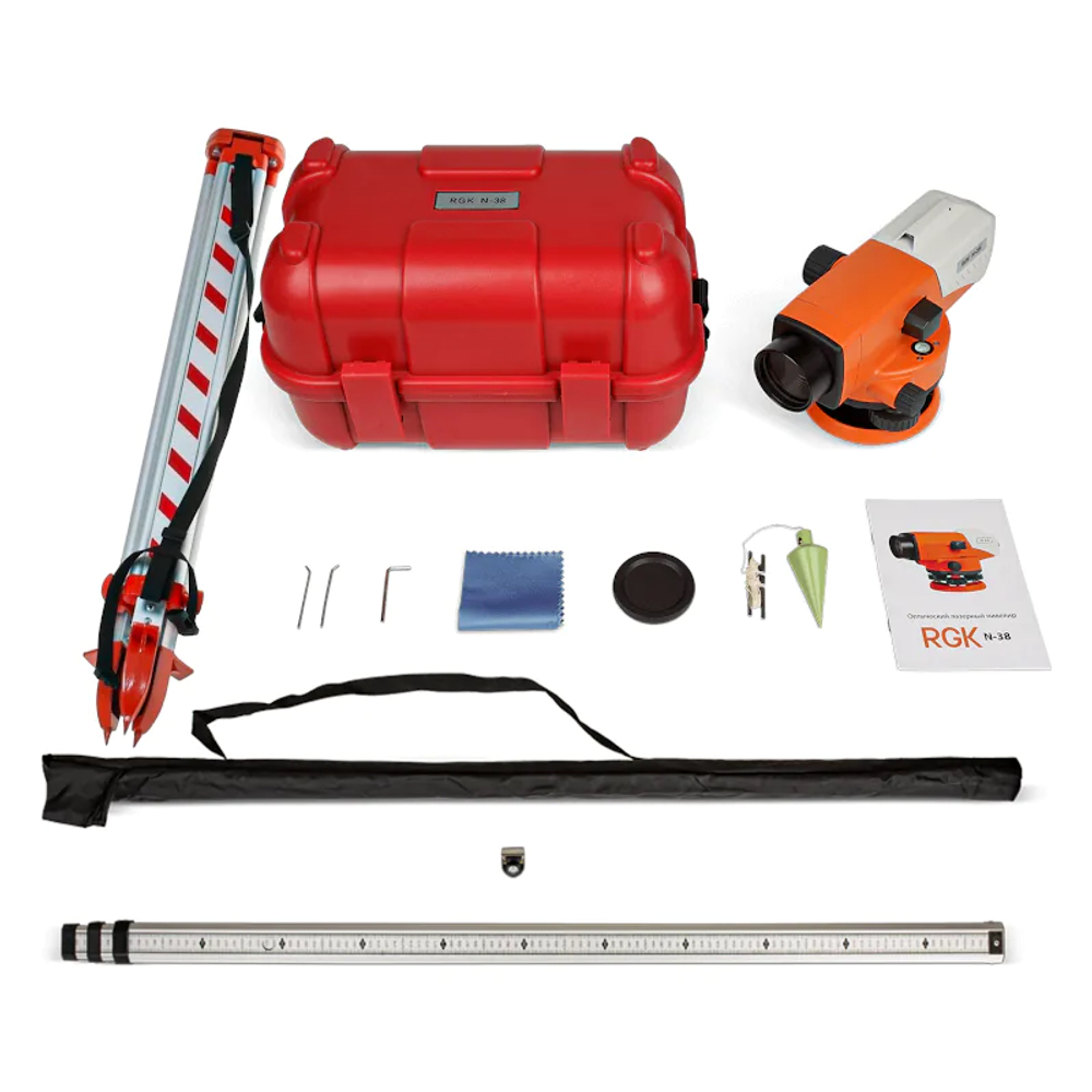 Комплект оптический нивелир RGK N-38 + штатив S6-N + рейка AMO S3 778282