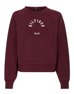 Женская теннисная куртка Tommy Hilfiger RLX Sueded Modal C NK Sweatshirt - Red