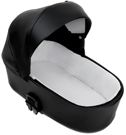 Детская коляска Roan Esso 2025 Кожа 3 в 1 с автокреслом Tutis Elo Lux Black ESSK/210/1 Black /Black/руч.Тем.коричневый