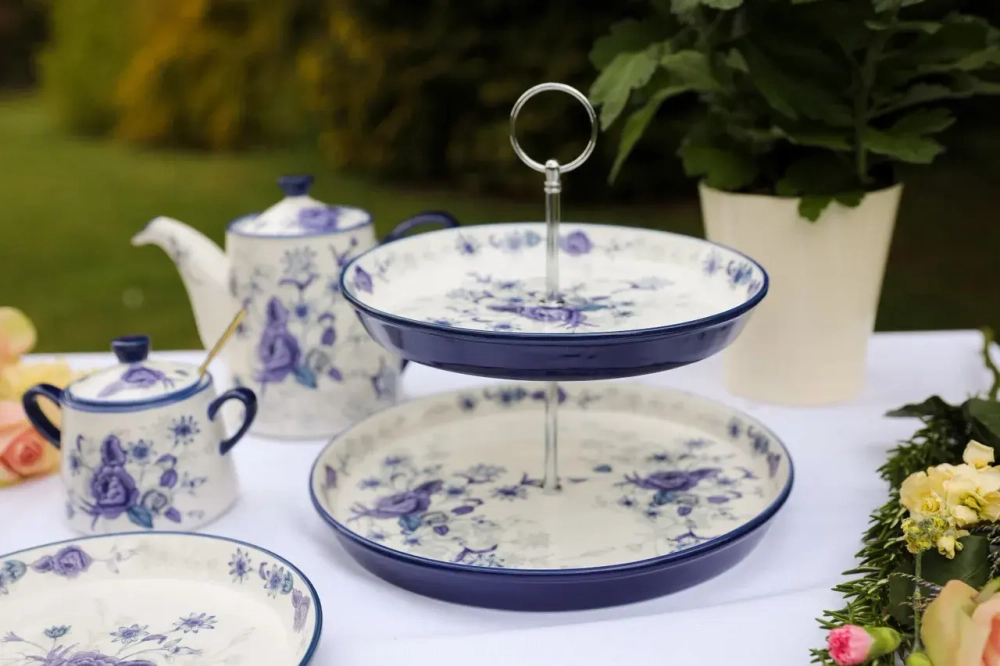 Kitchen Craft London Pottery 26 см 1-ярусный стеклянный поднос Голубая роза