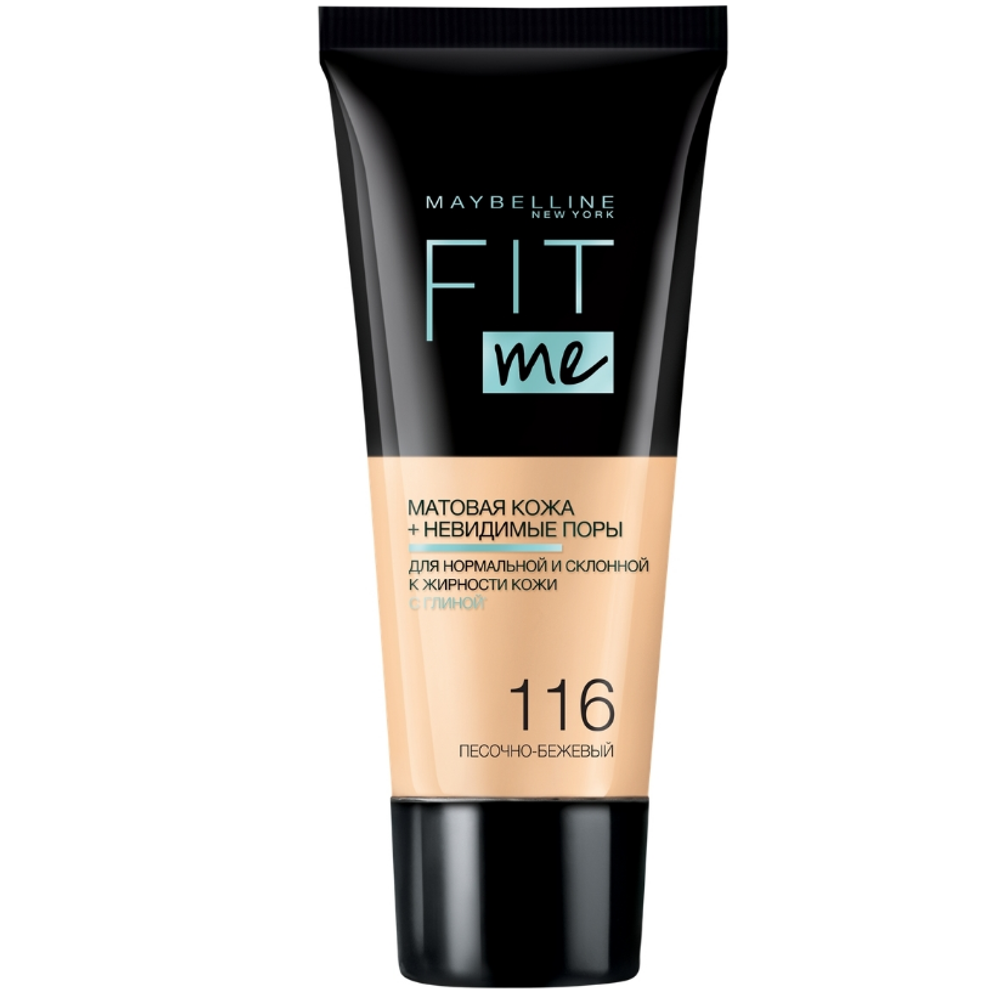 Maybelline Крем тональный Fit Me, матирующий, скрывающий поры, тон №116, Песочный бежевый, 30 мл