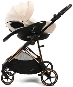 Прогулочная коляска Peppy Amici с автокреслом Verona Beige Beige рама Gold