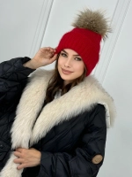 шапка ангора с меховым помпоном зимняя пушистая стильная