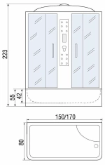 Душевой бокс River Wisla 55 150x80 ТН стекло тонированное