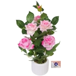 Цветочная композиция «Розовый куст» 43см в горшке, цвет розовый