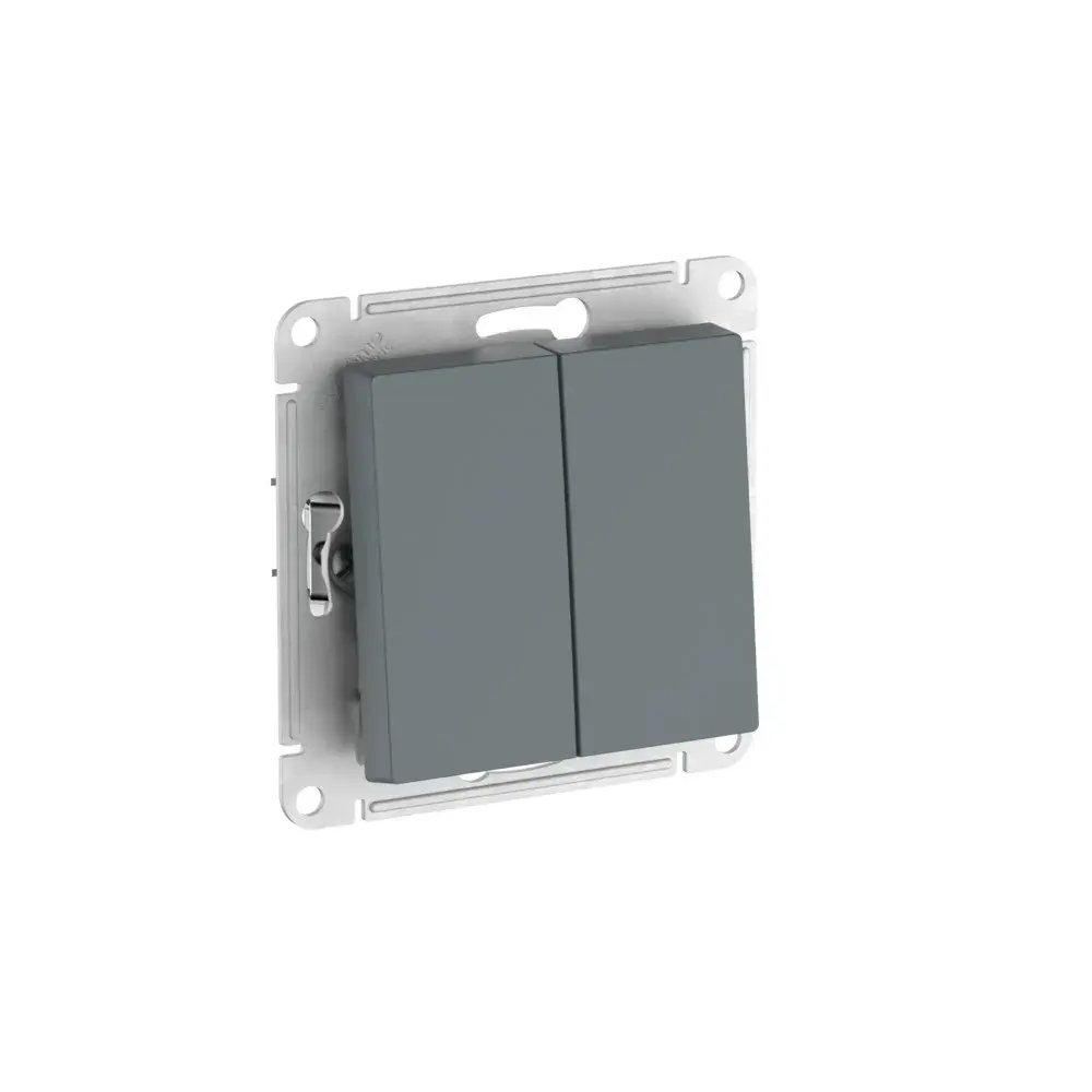 ATLASDESIGN 2-клавишный ВЫКЛЮЧАТЕЛЬ, сх.5, 10АХ, мех., быстрозажим. клем., ГРИФЕЛЬ