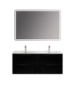 Тумба с раковиной подвесная BelBagno MARINO-CER-N-1200-4C-SO-NL-P Nero Lucido, раковина белая BB-8099-120-2 с 2-я чашами