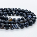 Бусины Агат черный матовый, диаметр 8,1-8,3 мм, цена за 23-24 шт (1/2 нити)
