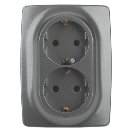 Розетка ЭРА Серия 12 12-2106-12 двойная с заземлением 2X2P+E Schuko 16A-250В IP20 графит