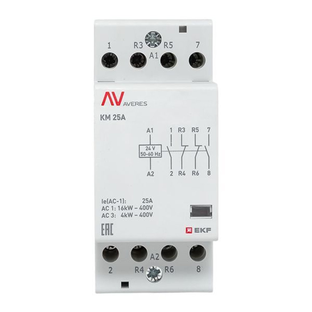 Контактор модульный EKF km-av-2-25-22-24V