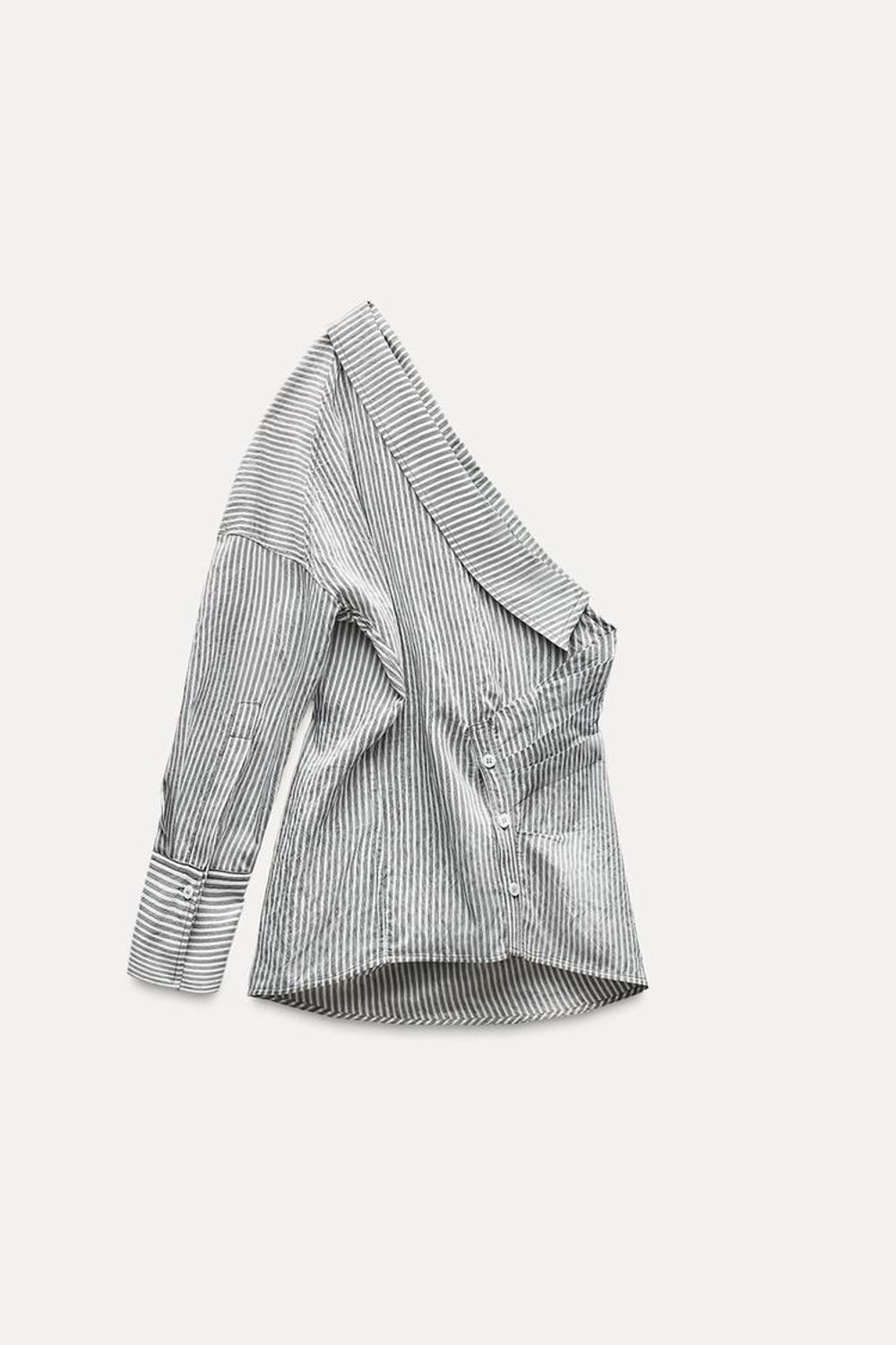 ZARA ТОП-РУБАШКА АСИММЕТРИЧНОГО КРОЯ В ПОЛОСКУ — ZW COLLECTION, ПОЛОСКИ