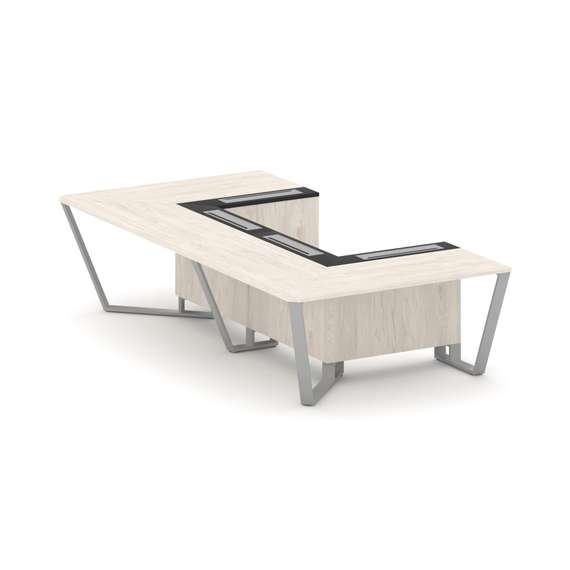 Steel Meet Стол переговорный П-образный KM-PR.B.SP-07P Денвер Светлый/Графит Глянец/Металл Серый 160