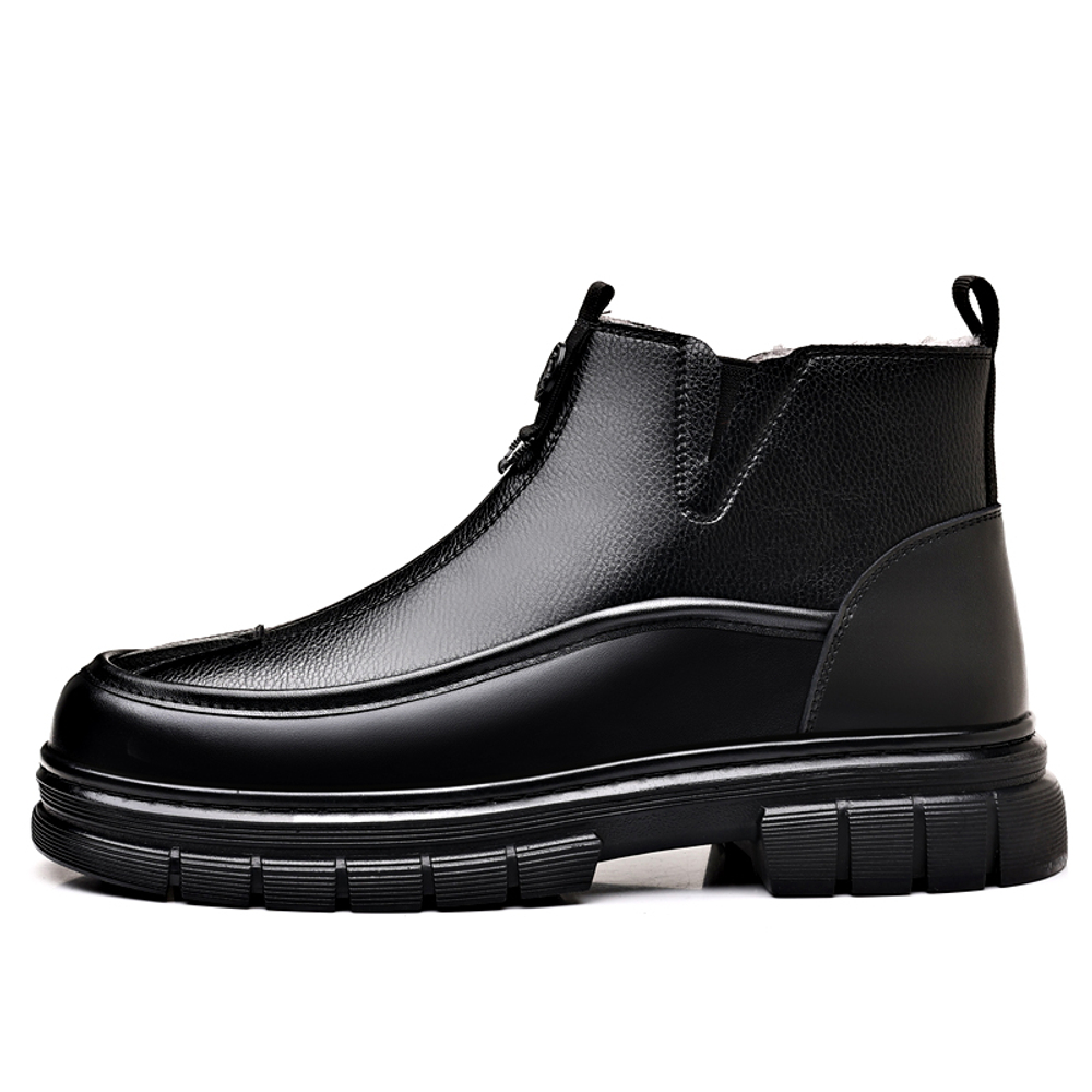 CHENGSHILUOTUO Top Grain Cow Leather Elderly Insulated Shoes Men"s