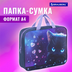 Папка на молнии с ручками BRAUBERG А4 1 отделение полиэстер 80 мм "Anime cat" (2 штуки в упаковке)