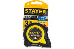 Рулетка Stayer LEADER 3м / 16мм с автостопом в ударостойком обрезиненном корпусе 3402-3_z02