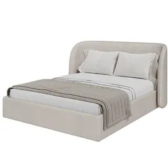 Кровать с подъемным механизмом Classic 160 см (молочный, велюр)