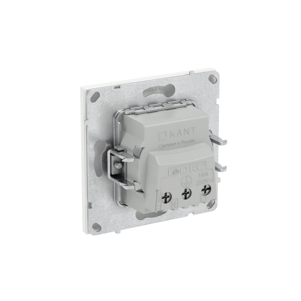 Розетка силовая, 2P+E, без з/ш, KANT, белая магнолия