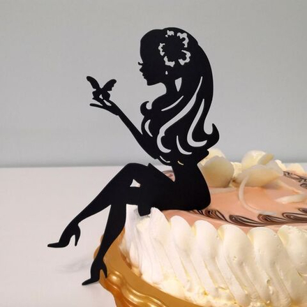 Топпер «Силуэт» девушка с бабочкой , черный (№2)