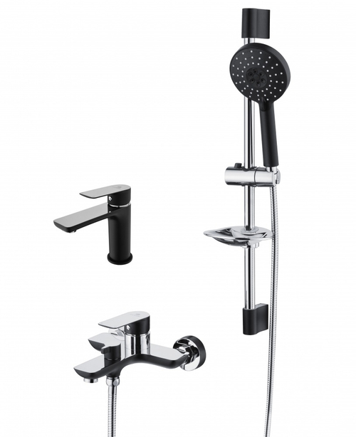 21037-C Душевой комплект (3 в 1) (хром+черный) "GANZER"