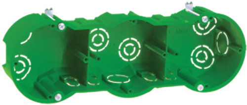 Коробка установочная КМ40024 трехместная для полых стен безгалогенная (HF) 212х70х45мм с саморезами