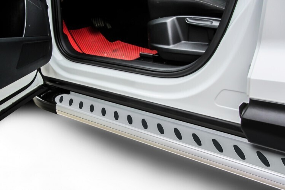 Пороги алюминиевые Haval F7 F7x (2019-2022) Prestige серебристые