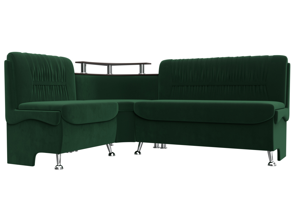 Диван кухонный угловой Сидней левый угол, Зеленый, Велюр, 126111L