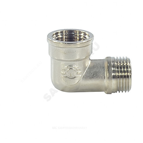 Угольник латунь никель переходной Ду 20 (3/4") ВР/НР VALFEX VF.092.N.034