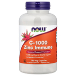 NOW Foods, C-1000 Zinc Immune, витамин C и цинк для иммунитета, 180 растительных капсул